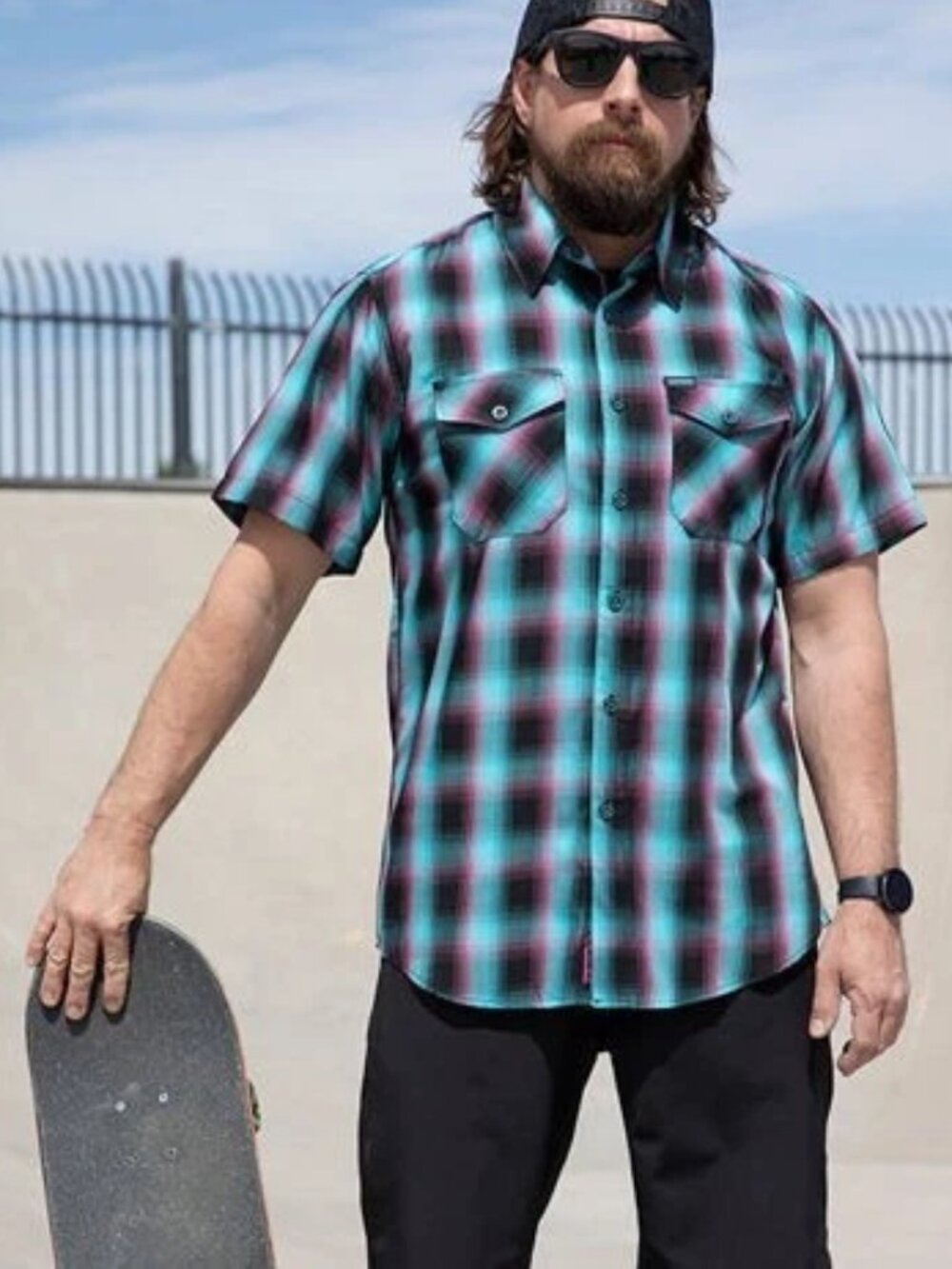 Dixxon Flannel Mens M Shreddy Short Sleeve Button Shirt Plaid Bamboo Blend